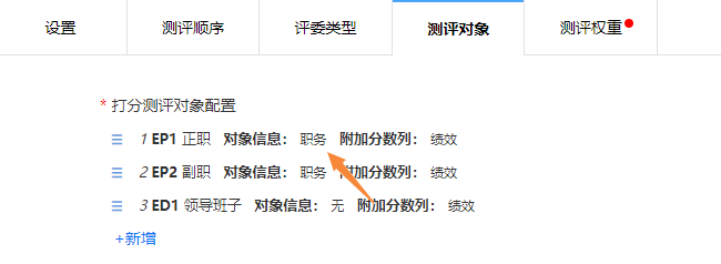 测评对象职务信息填写界面