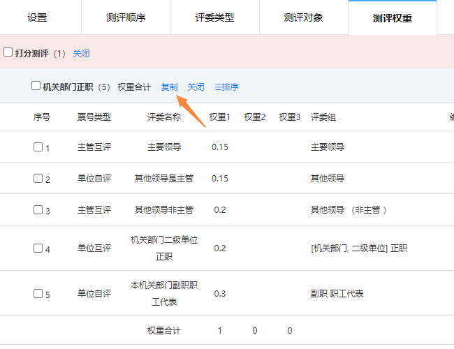 点击复制按钮，复制已配置的权重关系