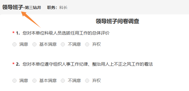 问卷调查卷显示方式选项2，选择对象