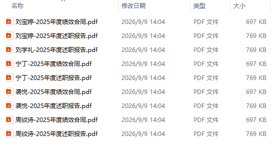 批量上传的述职文件等文档列表