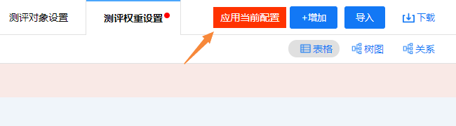 点击应用当前配置按钮，使新修改的权重数据生效