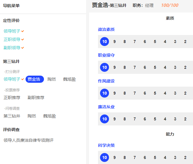 打分页面示例，展示评委进行打分投票的界面