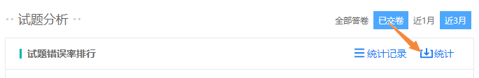 数据分析页面的试题错误率排行统计入口