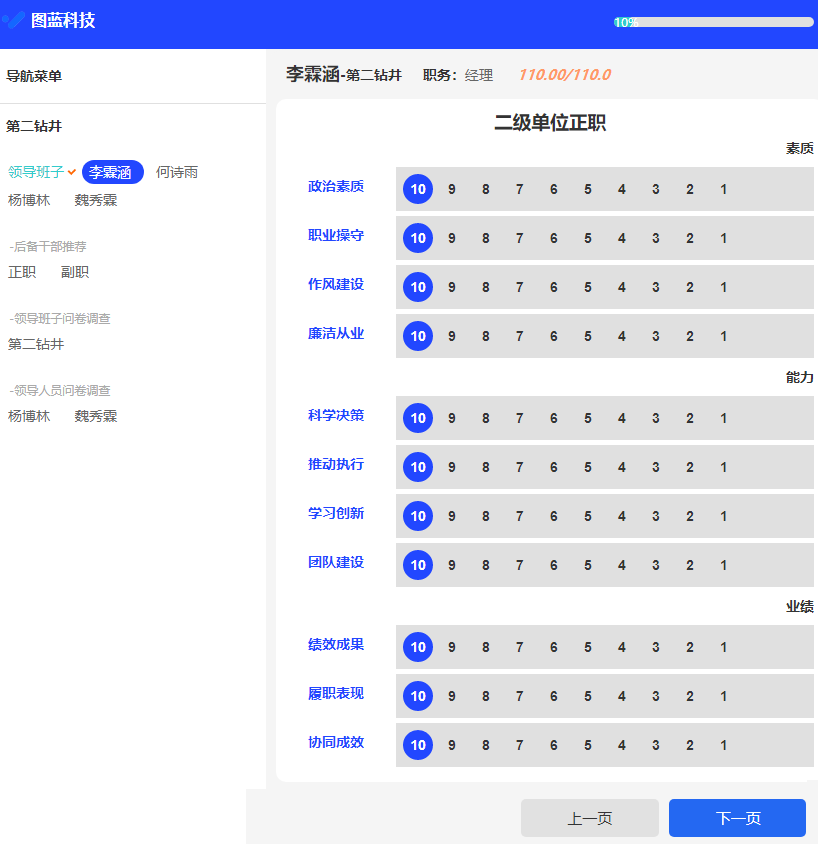 图蓝民主测评系统的打分样式