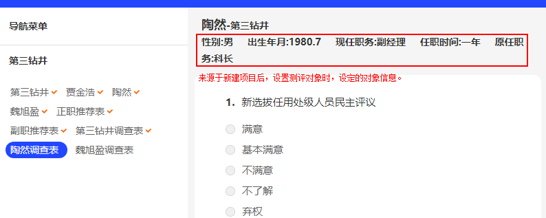 录入测评对象编号类型及信息字段的页面
