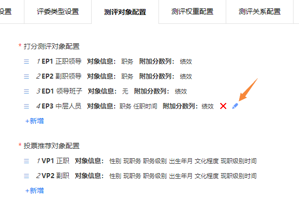 鼠标悬停显示测评对象删除和编辑按钮