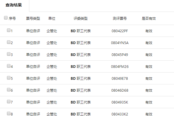 生成的单位自评票号编号清单