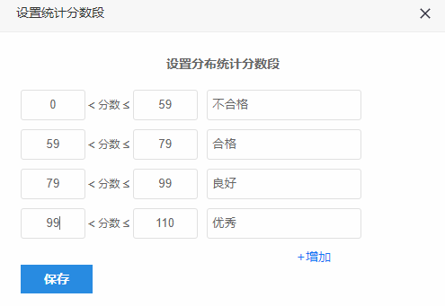自定义设置打分分数段分布统计的区间