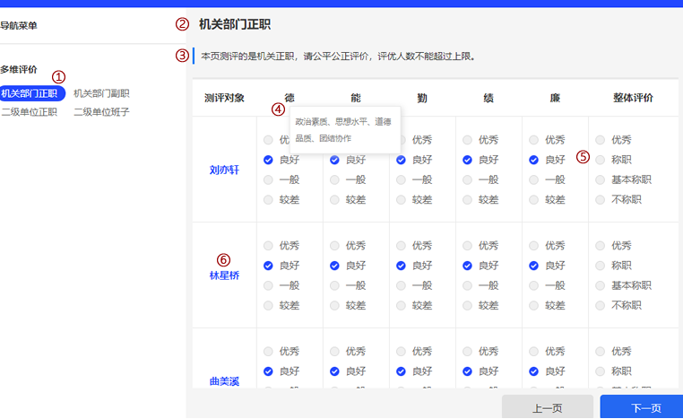 多维评价页面文字信息来源说明图示