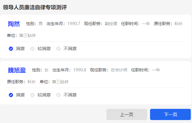 廉洁自律专项测评评议票样式示例