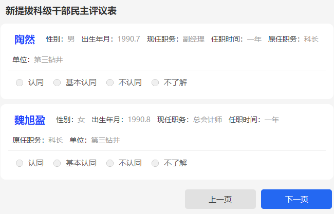 新提拔领导干部民主评议票样式示例